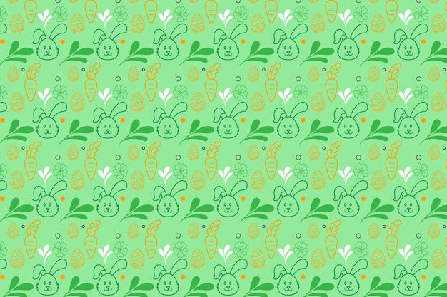 Trendy Cute bunny easter Element seamless pattern with decorative background Easter holiday .
