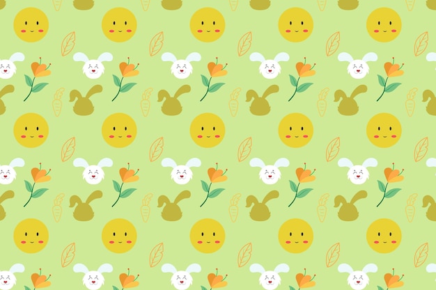 Trendy Cute bunny easter Element seamless pattern with decorative background Easter holiday .