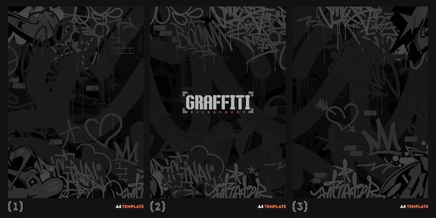 Trendy Dark Black Abstract Urban Style Hiphop Graffiti Street Art Vector Illustration Background