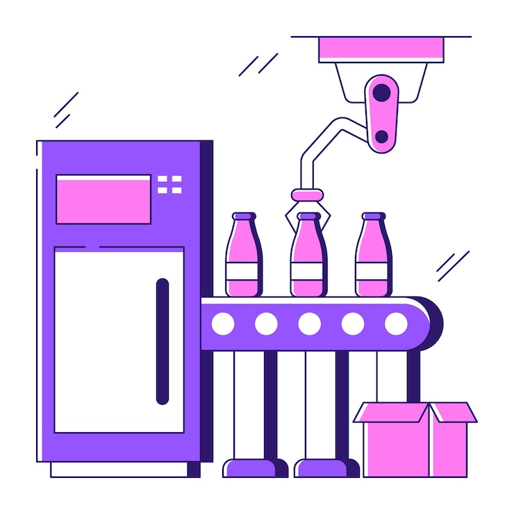 Vector trendy design icon of bottle packaging robot