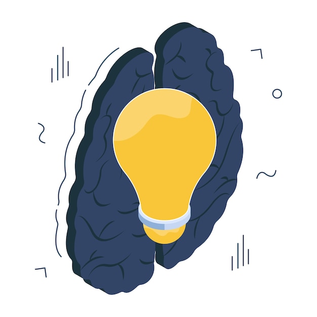 Vector trendy design icon of creative brain