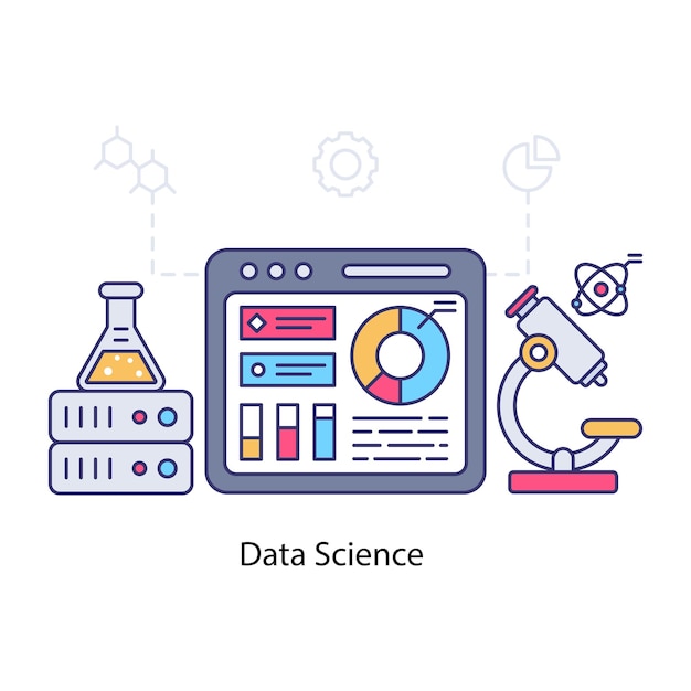 데이터 과학의 트렌디한 디자인 일러스트레이션