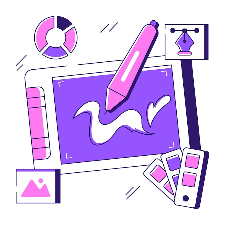 Vector trendy design illustration of pen tablet