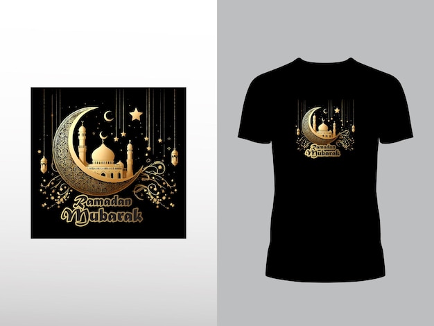 Vettore disegno alla moda per magliette con grafica di ramadan kareem in forma vettoriale