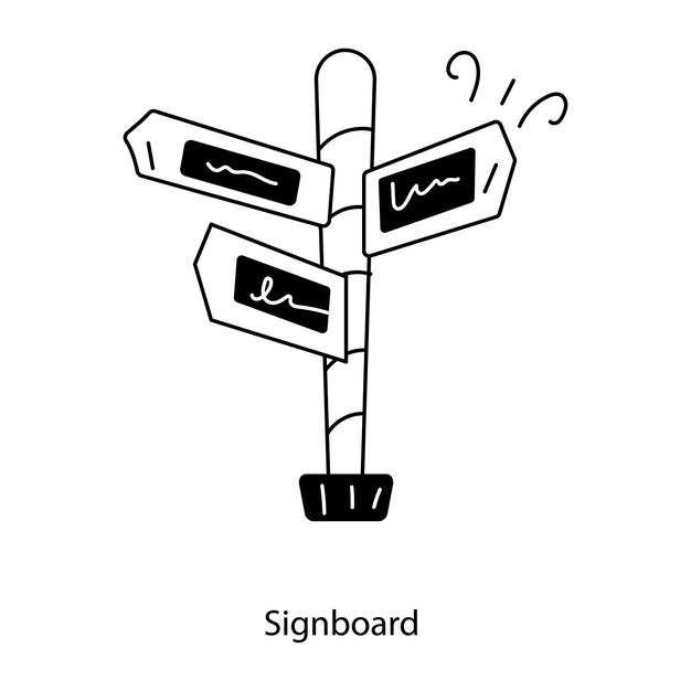 Vector trendy doodle icon of signboard