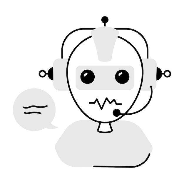Trendy doodle icoon van AI-robot