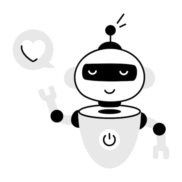 Trendy doodle icoon van AI-robot