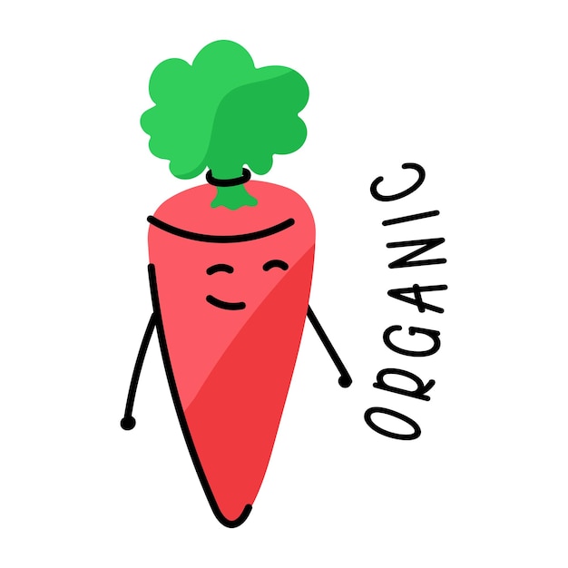 Trendy doodle sticker of carrot
