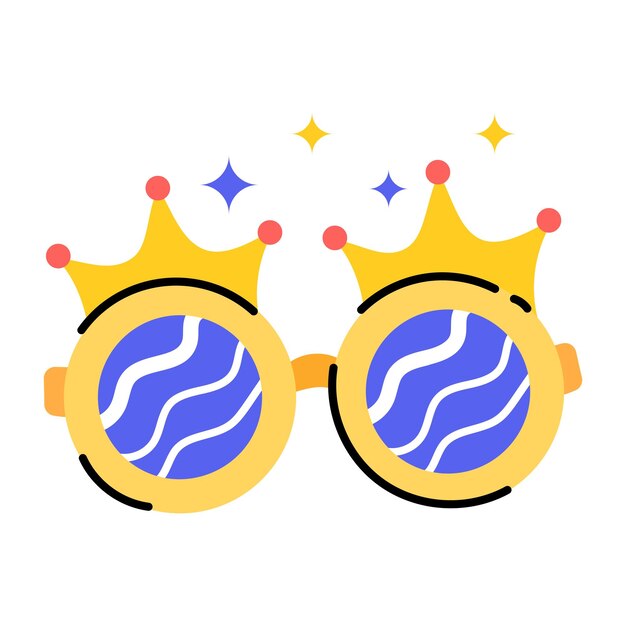 파티 안경의 트렌디한 낙서 스티커