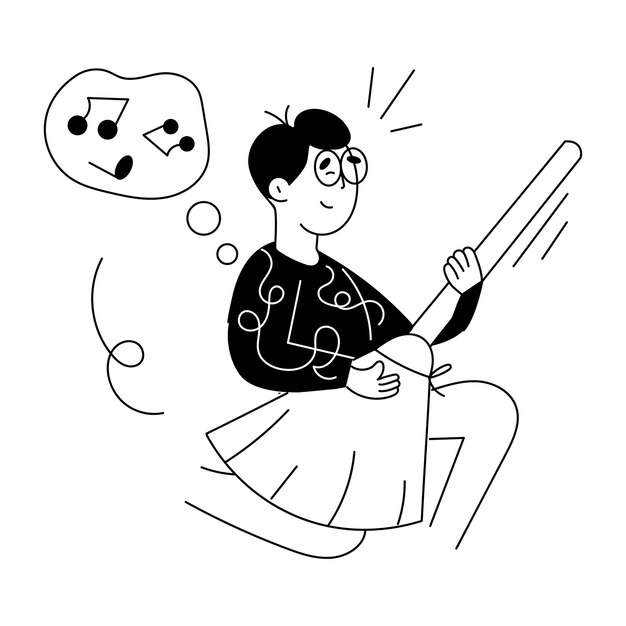꿈꾸는 노래의 트렌디한 그림 일러스트레이션