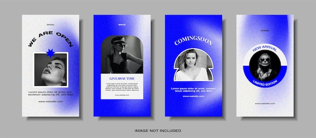 trendy editable instagram stories template with grainy gradient style