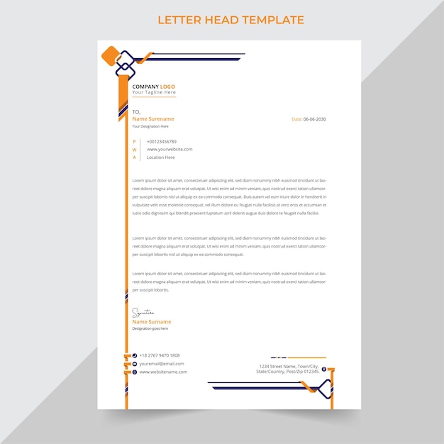 Trendy editable Modern corporate letterhead template Premium Vector