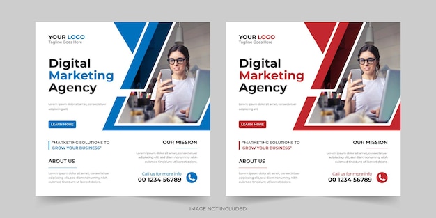 Trendy editable Professional digital business agency marketing social media post and banner template