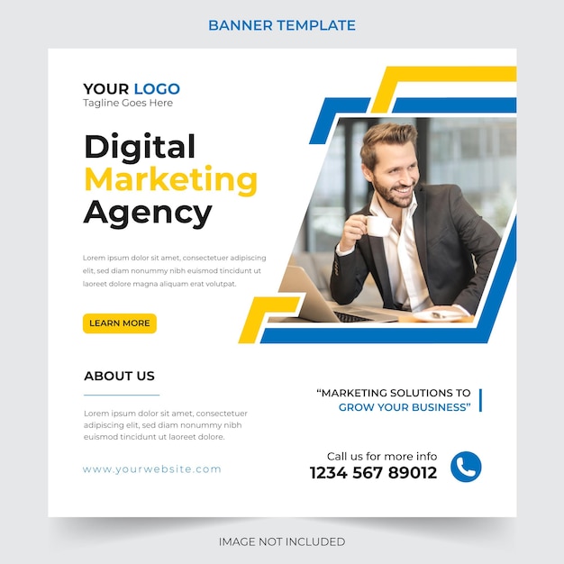 Trendy editable professional digital business agency marketing social media post and banner template