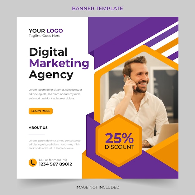 Trendy editable professional digital business agency marketing social media post and banner template