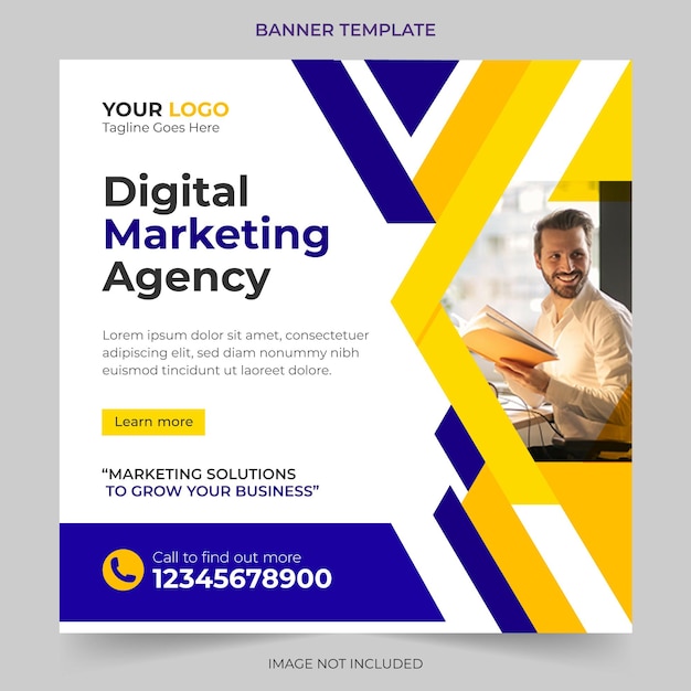 Trendy editable professional digital business agency marketing social media post and banner template