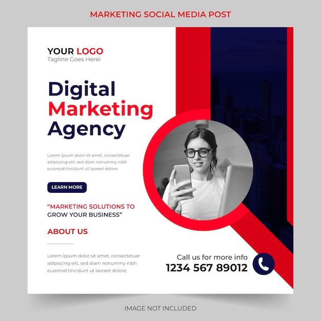 Trendy Editable Professional digital business agency marketing social media post and banner template