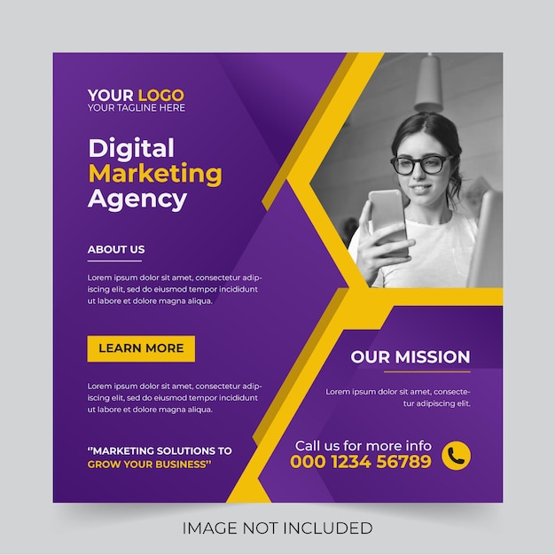 Trendy Editable Professional digital business agency marketing social media post and banner template