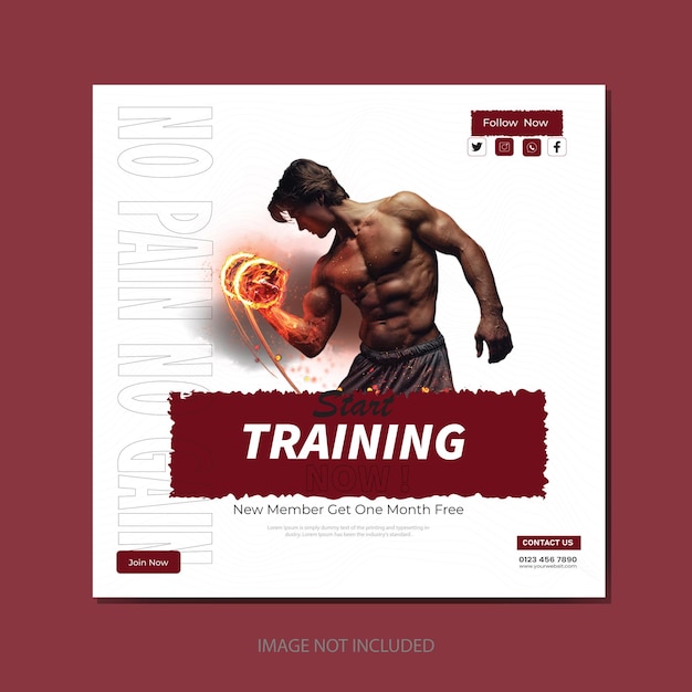 Vector trendy editable professional fitness social media post