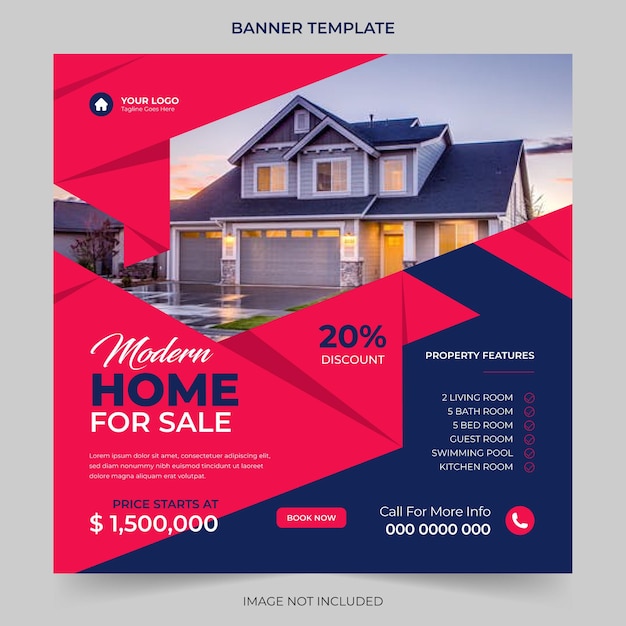 Trendy Editable Real estate social media or instagram post banner template