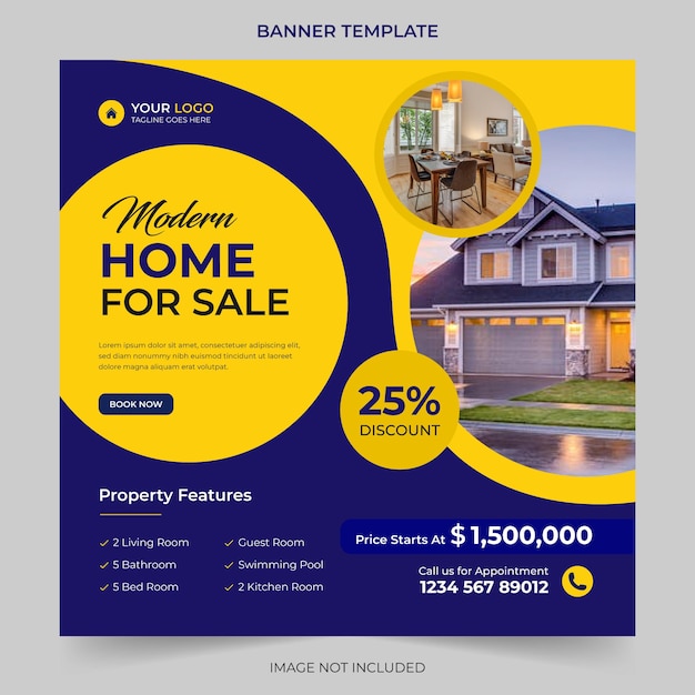 Trendy Editable Real estate social media or instagram post banner template