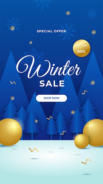 Trendy editable winter merry christmas new year template for social networks stories. abstract background designs, winter sale, social media promotional content. vector illustration.