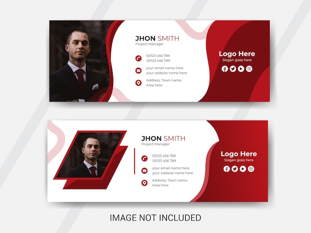 Vector trendy email signature template or social media personal information banner design.