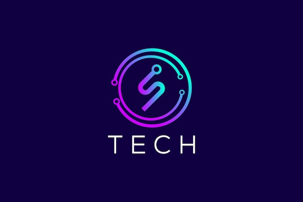 Trendy en professionele kleurrijke letter i en s tech logo vector ontwerpsjabloon