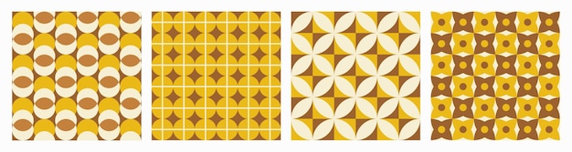 Trendy esthetische retro set geometrische naadloze patronen Moderne abstracte achtergrond