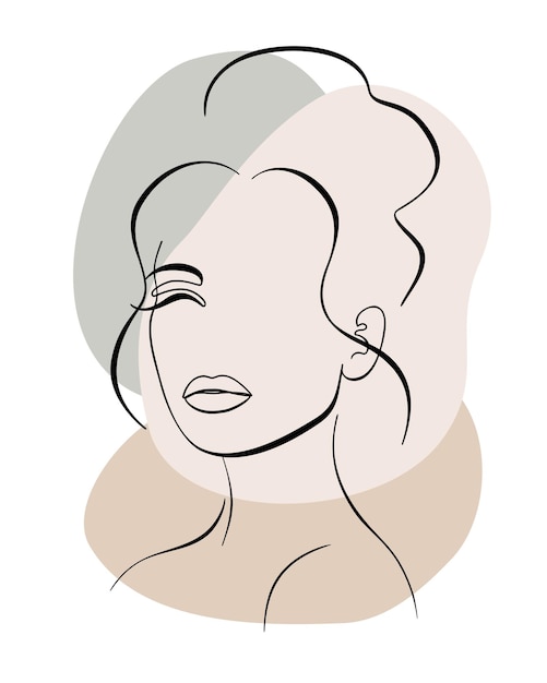 Trendy fashion lineart portrait of a woman