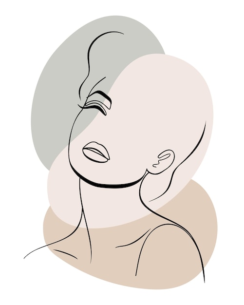 Trendy fashion lineart portrait of a woman