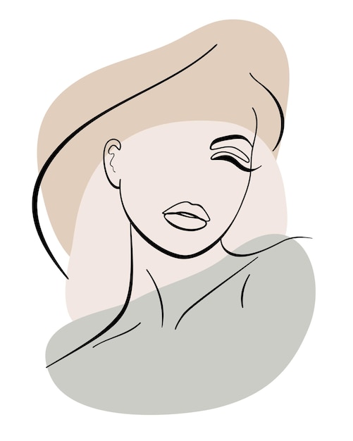 Trendy fashion lineart portret van een vrouw