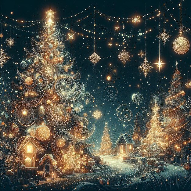 Vector trendy feestelijke kerst kerst christelijke jezus boom scène vector illustratie wallpaper afbeelding