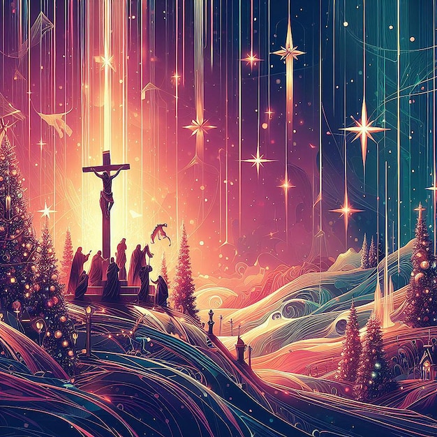 Premium Vector | Trendy festive xmas christmas christian jesus tree