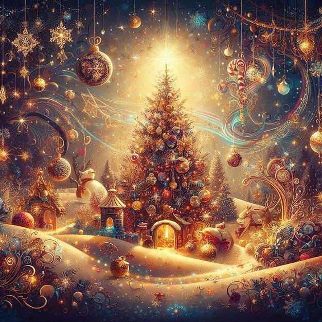 Vector trendy festive xmas christmas christian jesus tree scene vector illustration wallpaper image