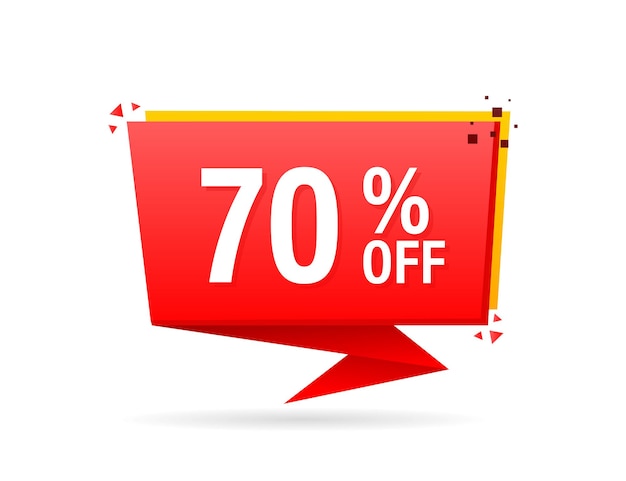 Trendy flat advertising with red 70 percent discount flat badge for promo design