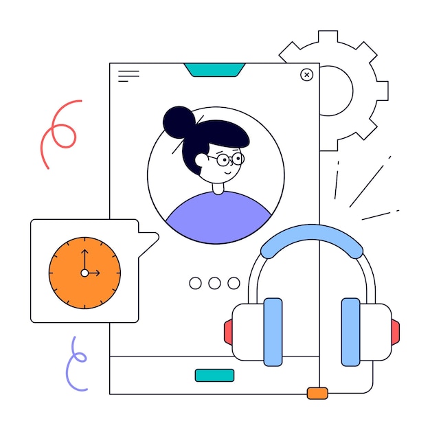 Vector trendy flat animation of video podcast