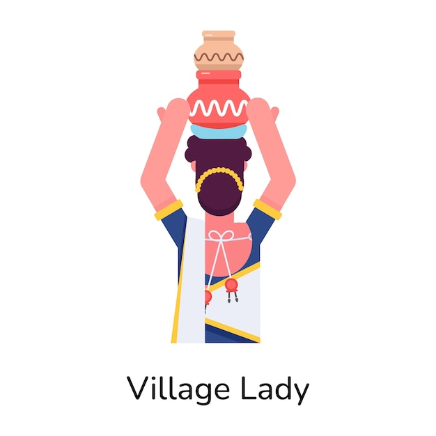 Trendy flat character icon of village lady