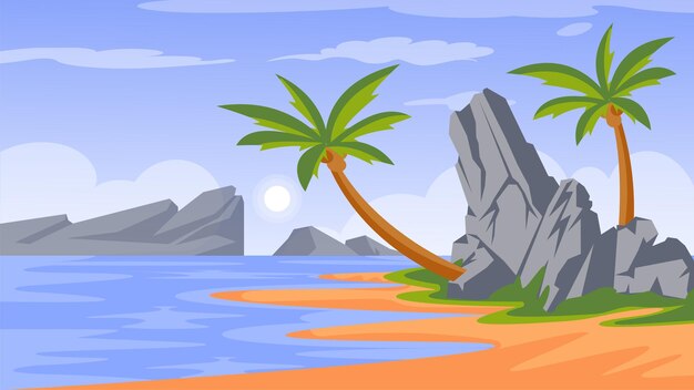 Trendy flat design of beach wallpaper