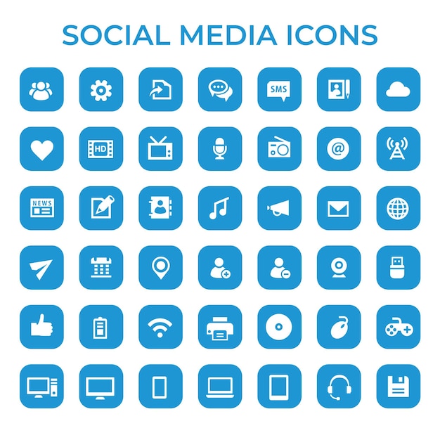 Vector trendy flat design big social media icons set