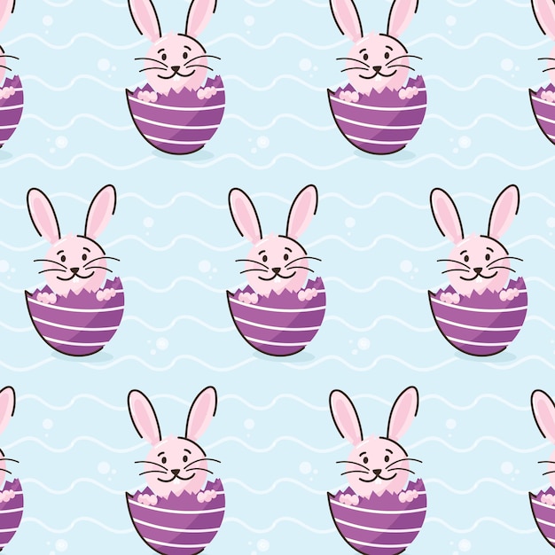 Trendy flat design of bunny pattern, vector art 