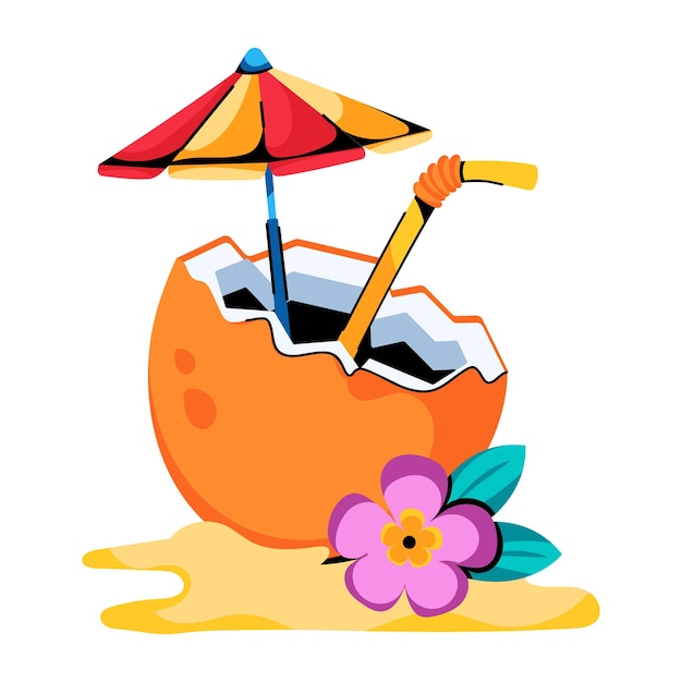 Trendy flat icon of beach drink