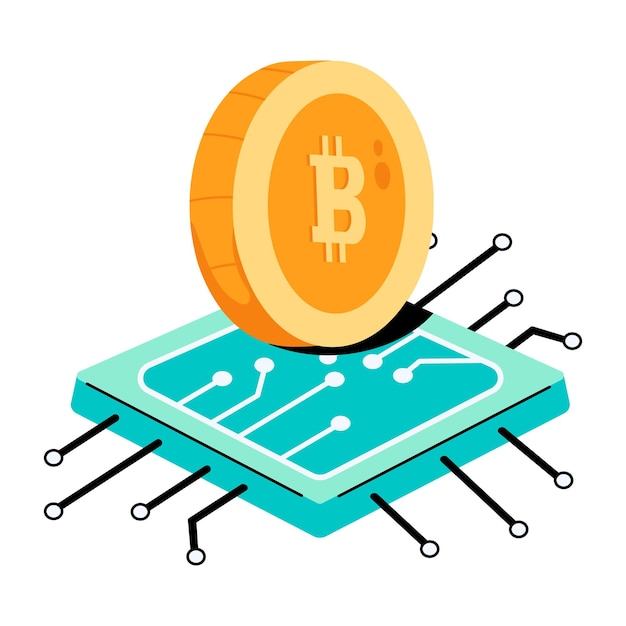 Trendy flat icon of bitcoin network