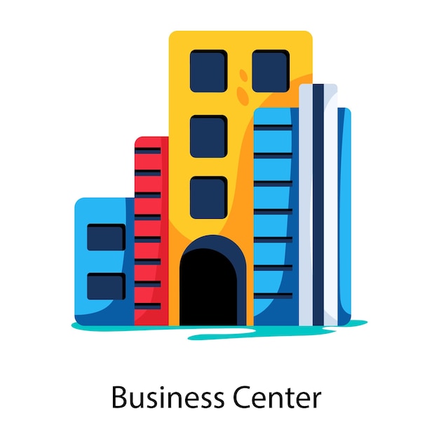 Trendy flat icon of a business center