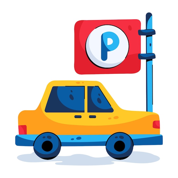 Trendy flat icon of car parking