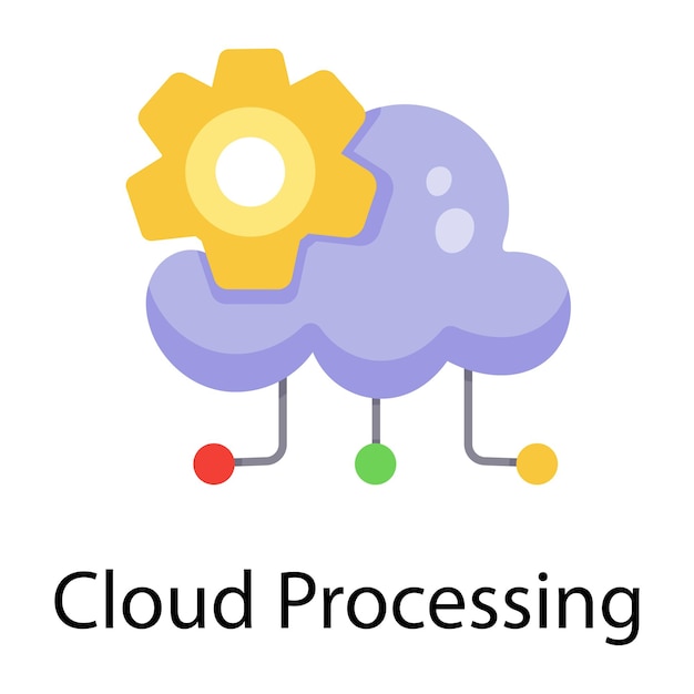 Trendy flat icon of cloud processing