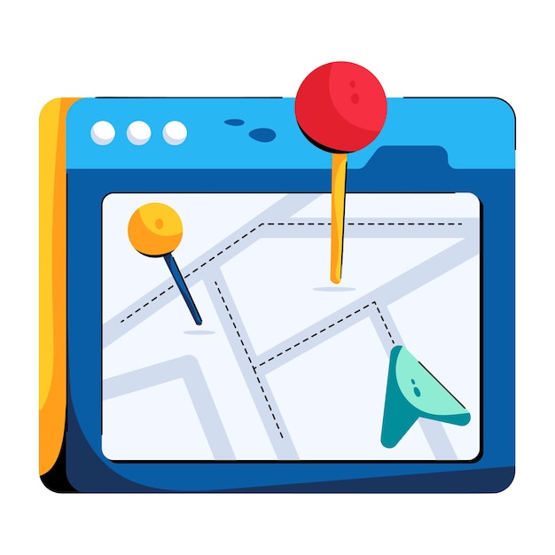 Trendy flat icon of digital map