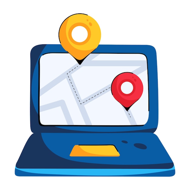 Trendy flat icon of digital map