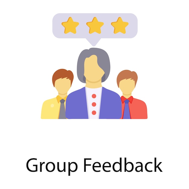 A trendy flat icon of group feedback