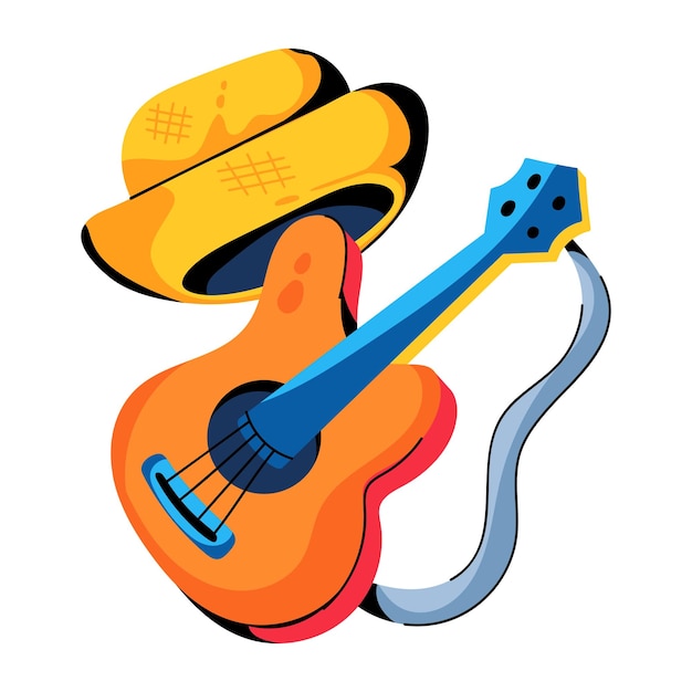 Trendy flat icon of guitar